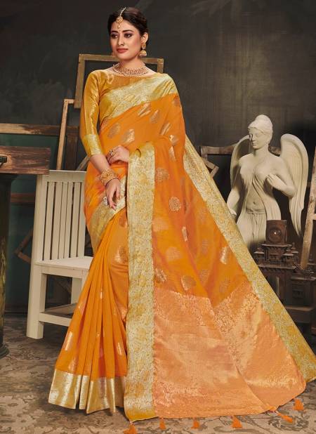 Orange Colour ASHIKA GEETANJALI Festive Wear Fancy Cotton Silk Designer Saree Collection G 08